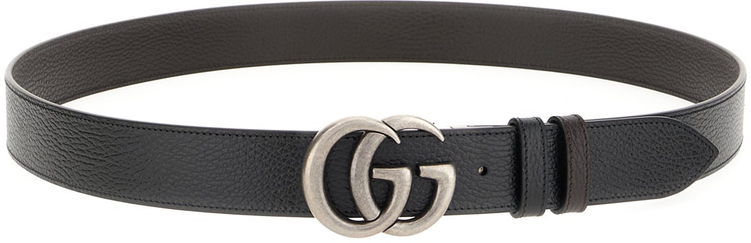 Gucci Gucci Black leather reversible belt Zwart