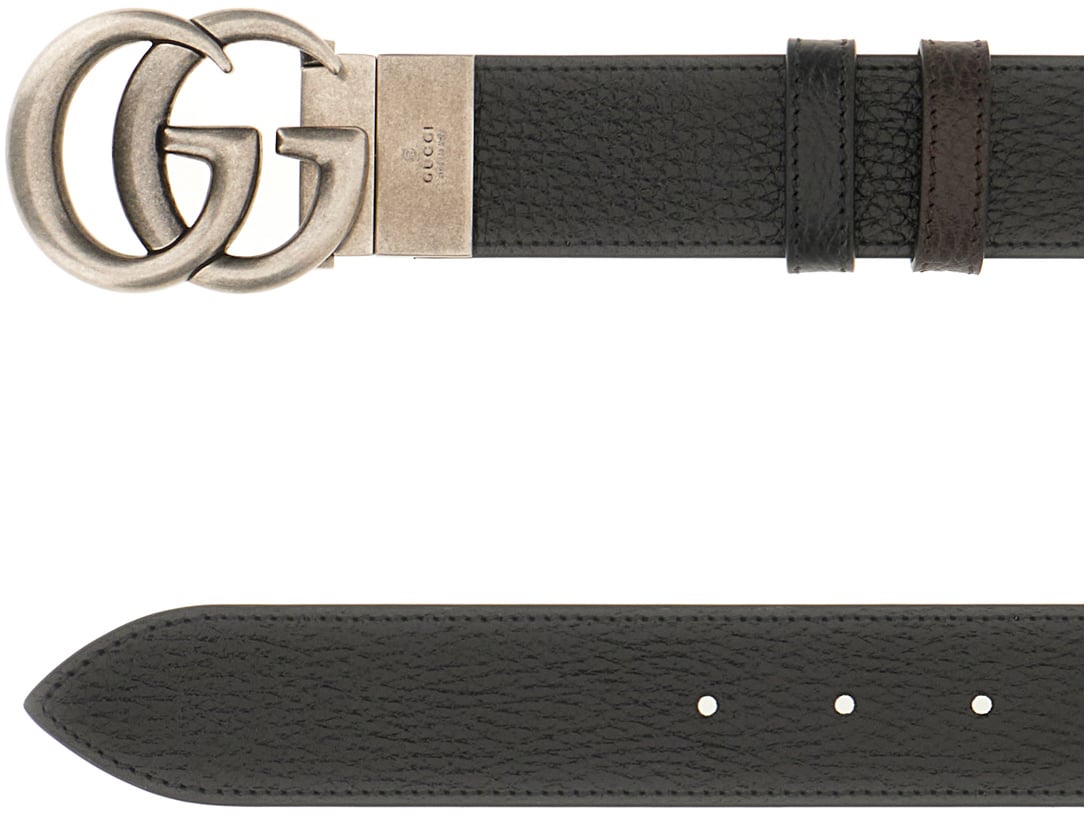 Gucci Gucci Black leather reversible belt Zwart