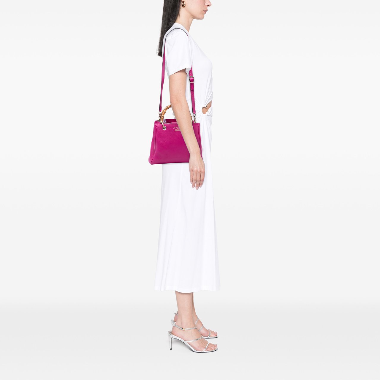 Gucci Small Calfskin Bamboo Shopper Satchel Roze