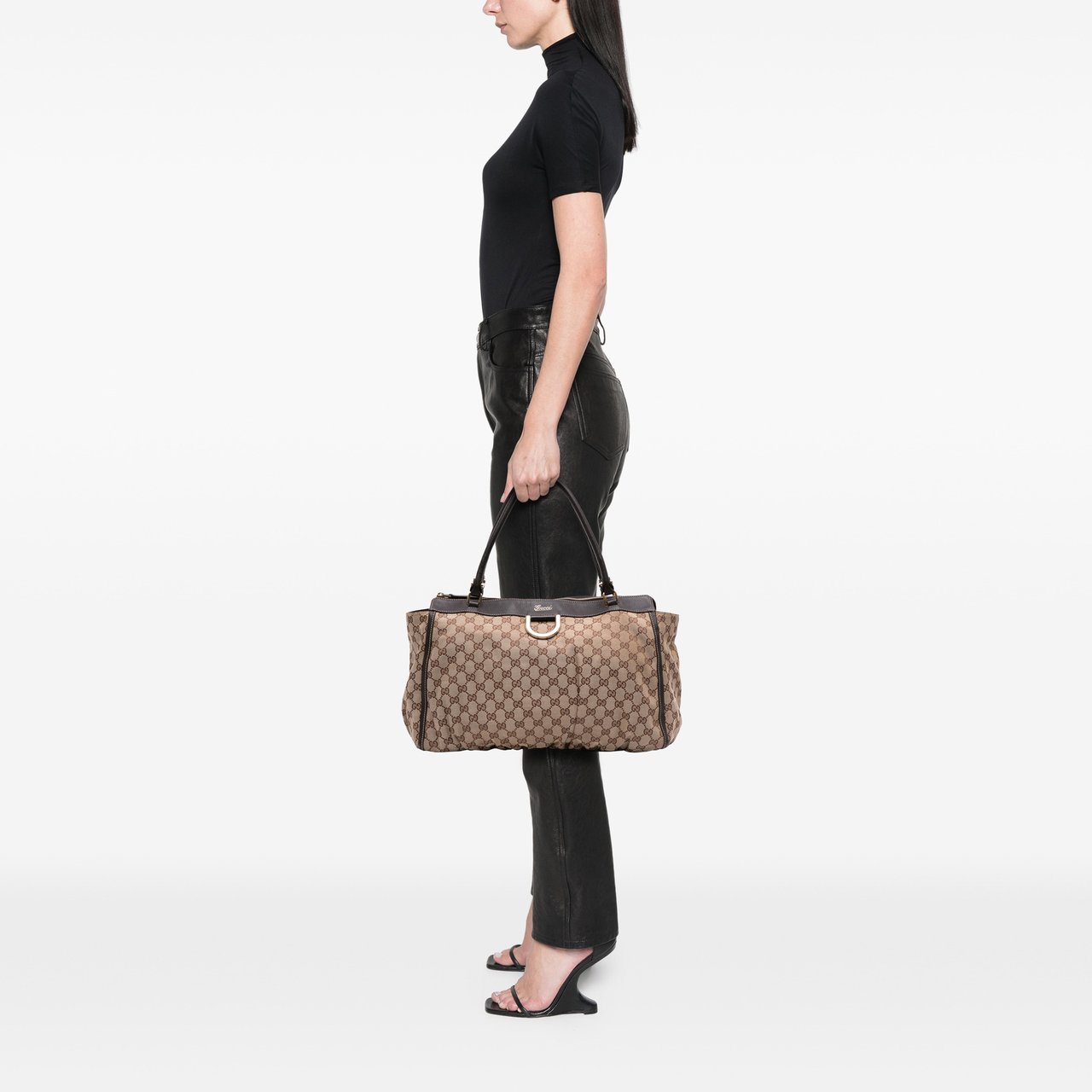 Gucci GG Canvas Abbey D Ring Tote Bruin