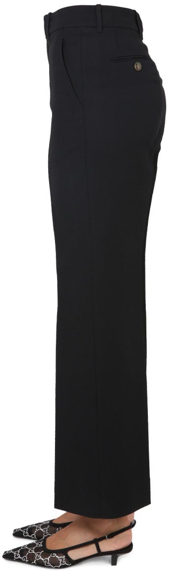 Gucci Cady Crepe Tailored Pants with Hidden Hook Closure Zwart