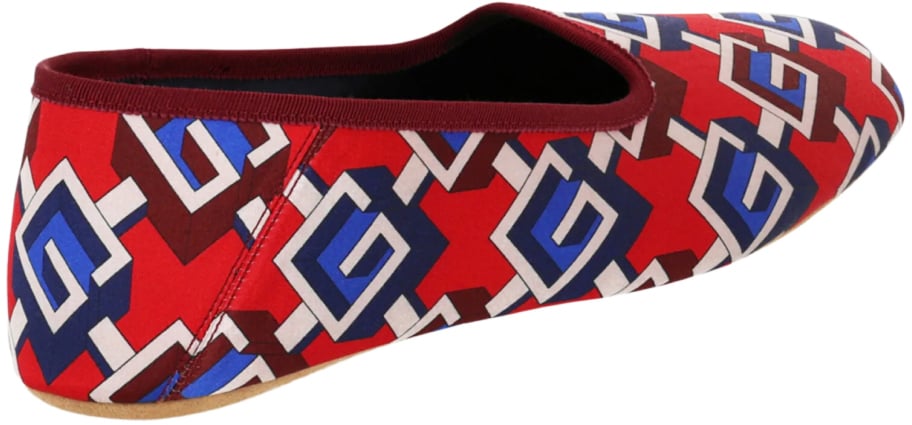 Gucci Geometric G Print Satin Voyage Slippers Rood