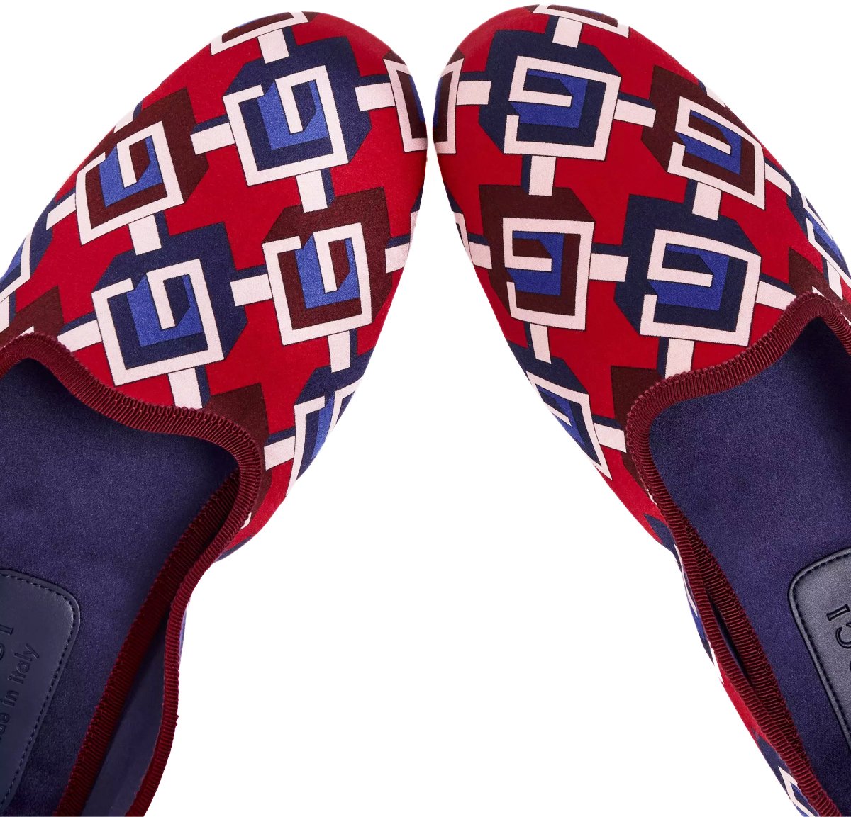 Gucci Geometric G Print Satin Voyage Slippers Rood