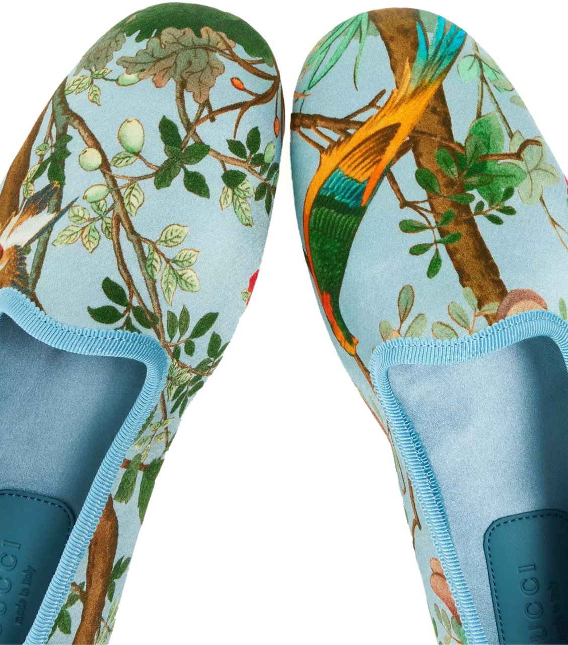 Gucci Satin Voyage Tian Slippers Blauw