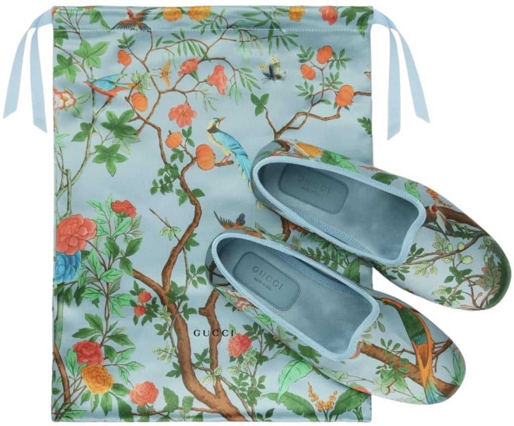Gucci Satin Voyage Tian Slippers Blauw
