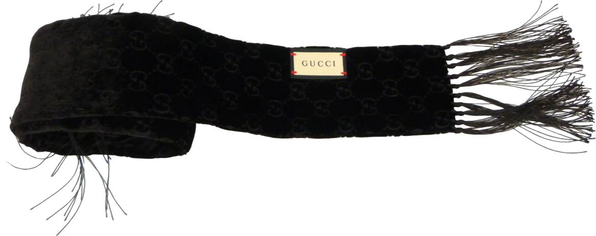 Gucci Sciarpa nera con monogramma Zwart