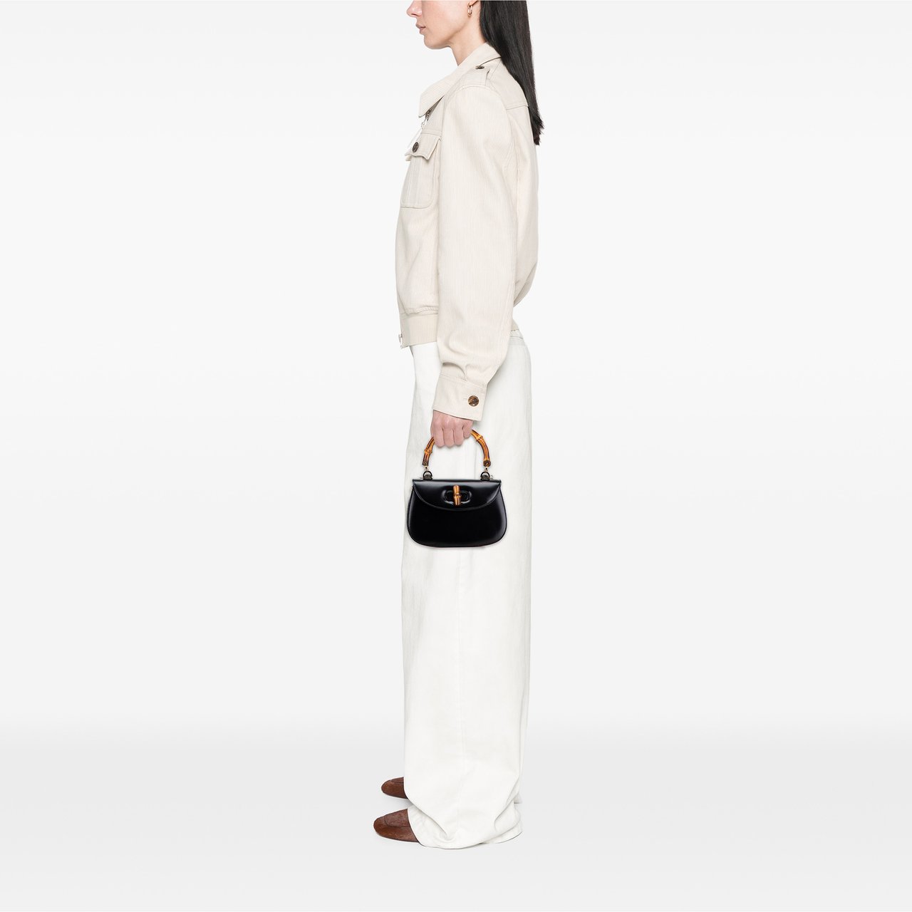 Gucci Calfskin Bamboo Night Zwart