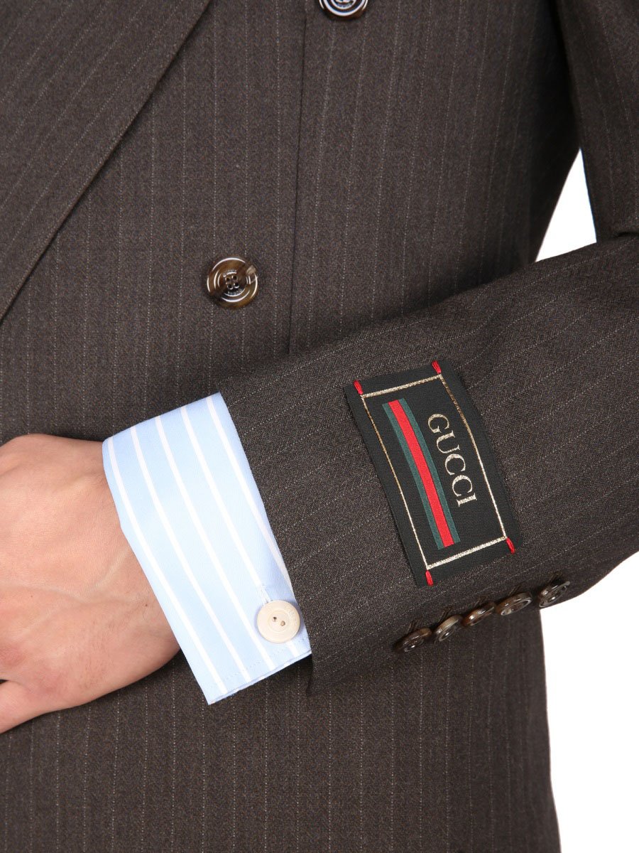 Gucci Double-Breasted Jacket with Peaked Lapels and Tailored Fit Grijs