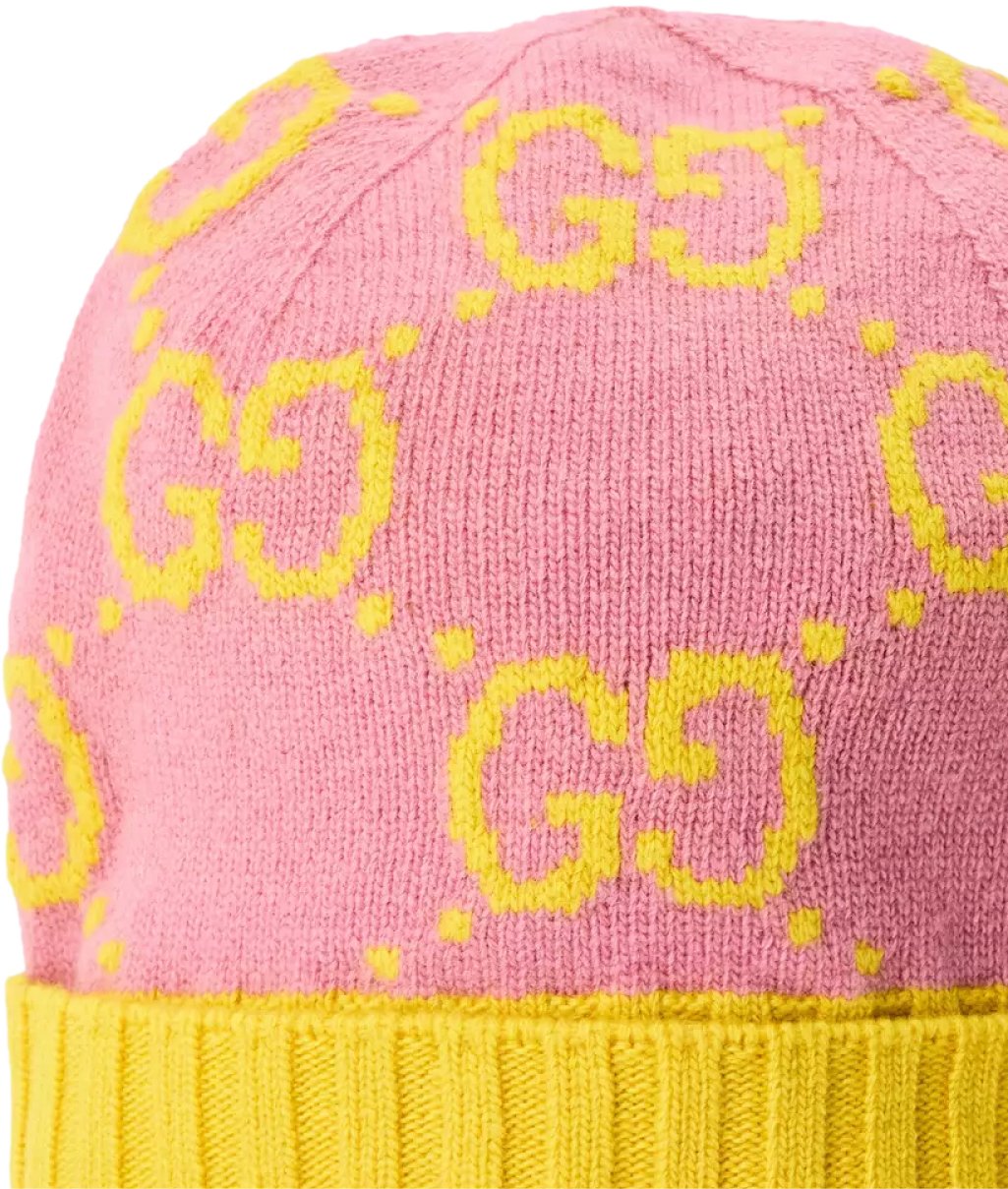 Gucci Gg Monogram Wool Beanie Roze