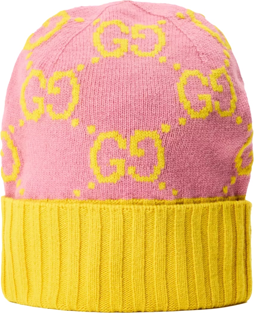 Gucci Gg Monogram Wool Beanie Roze