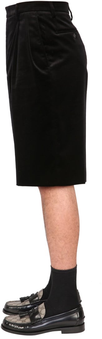 Gucci Stretch Velvet Shorts with Zipper Closure Zwart