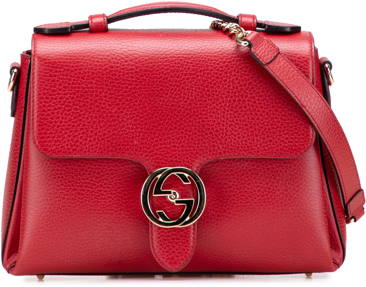 Gucci Small Dollar Calf Interlocking G Satchel Rood