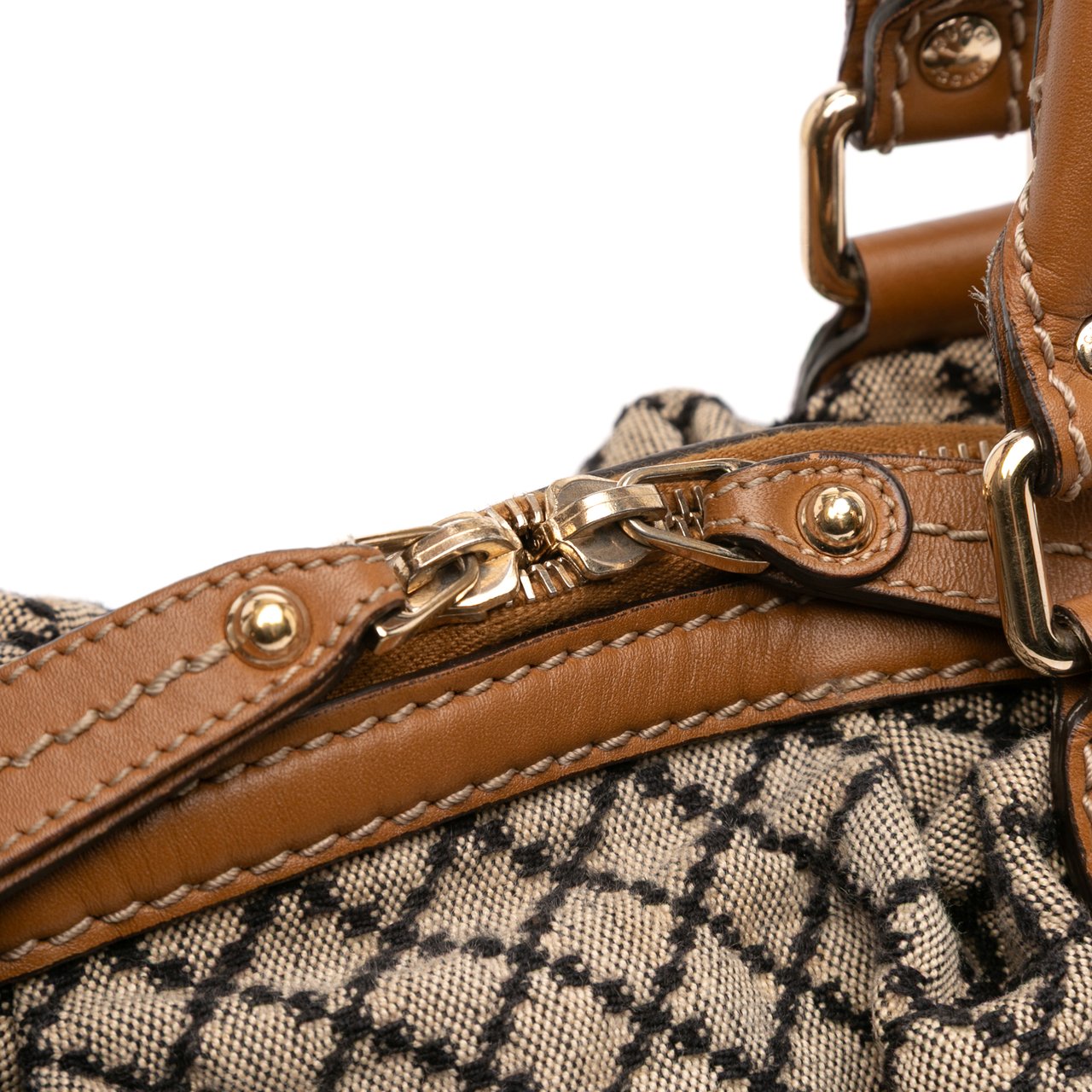 Gucci Diamante Canvas Sukey Satchel Bruin