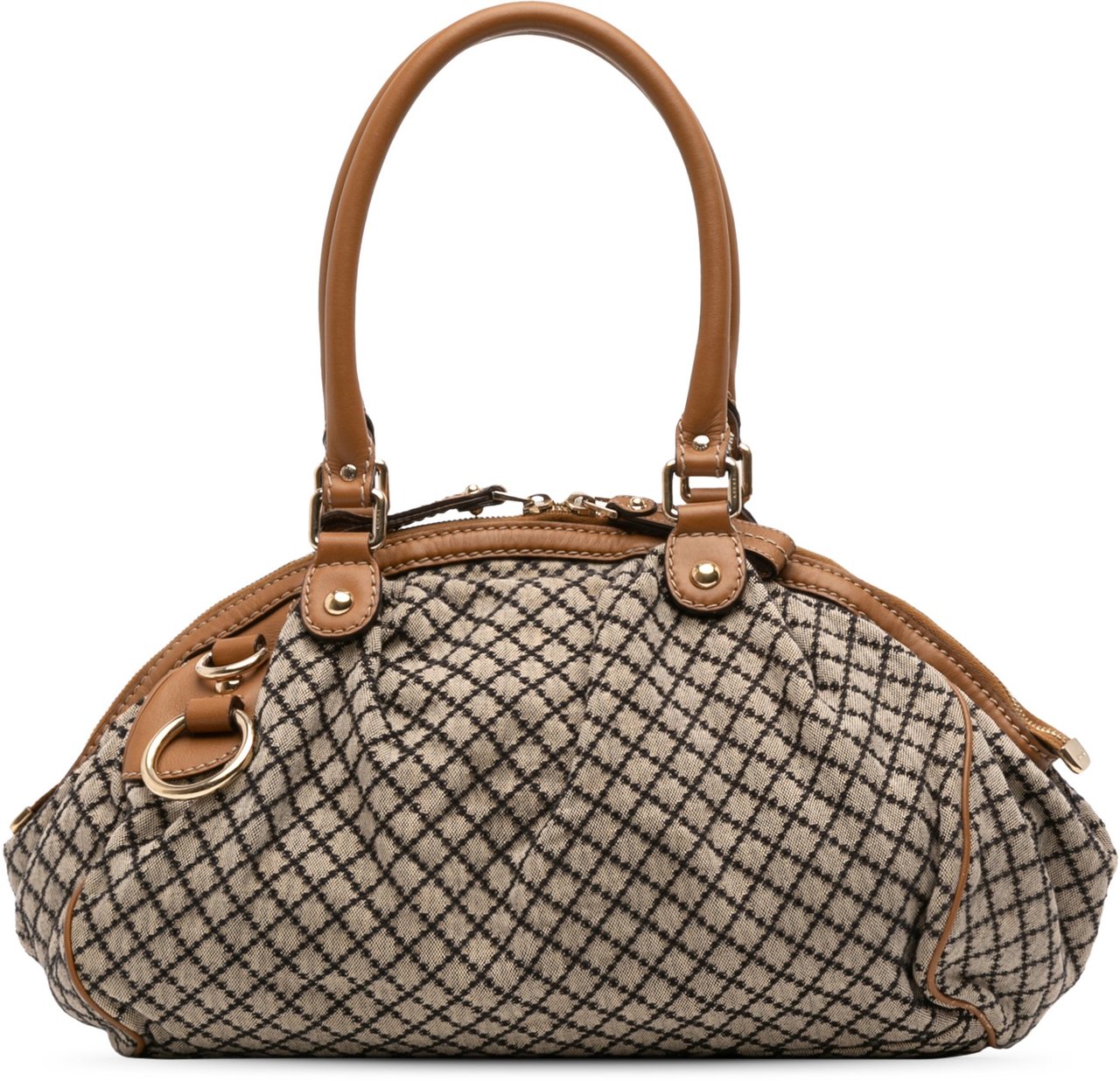 Gucci Diamante Canvas Sukey Satchel Bruin