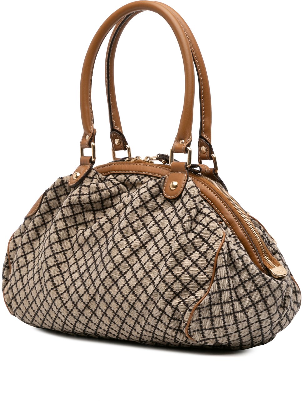 Gucci Diamante Canvas Sukey Satchel Bruin
