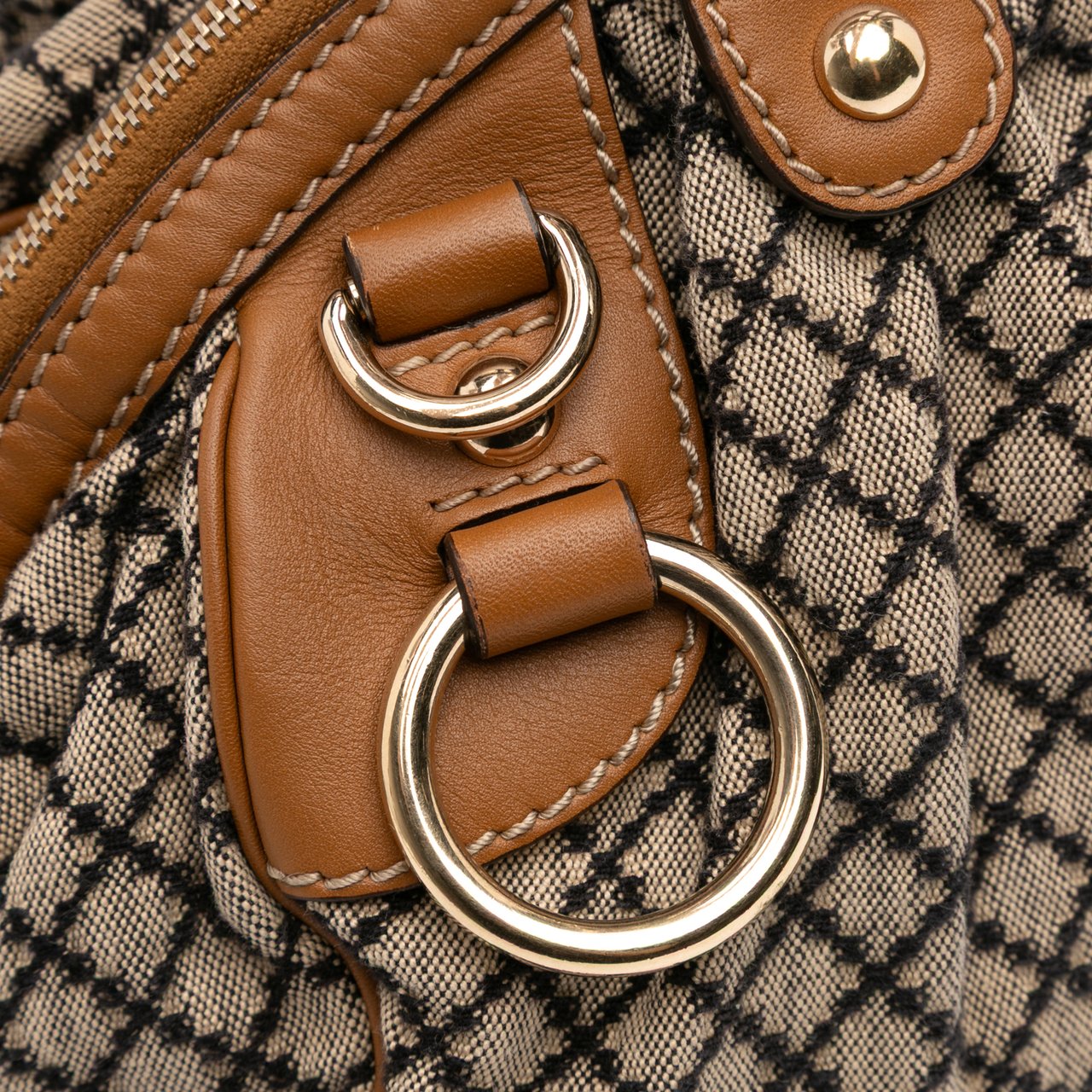 Gucci Diamante Canvas Sukey Satchel Bruin