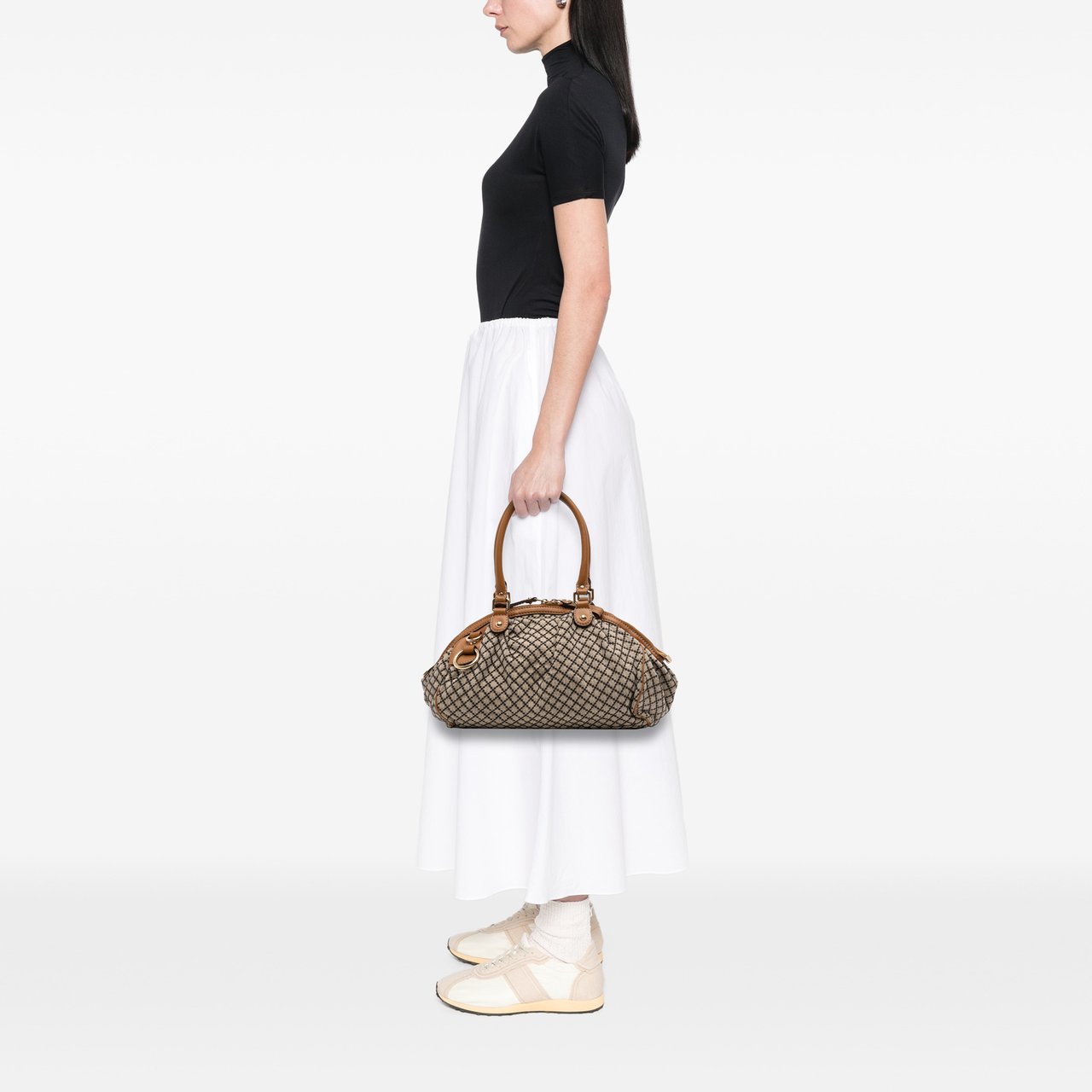 Gucci Diamante Canvas Sukey Satchel Bruin