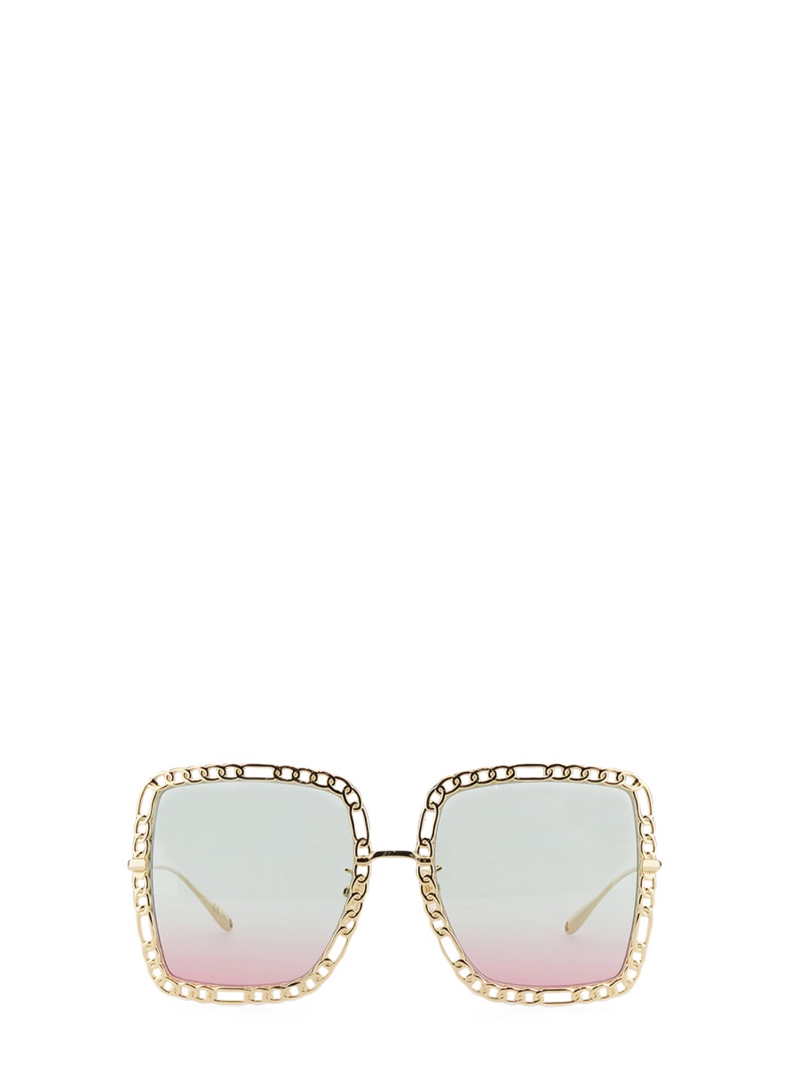Gucci Occhiale Da Sole Rettangolare Con Catena Wit