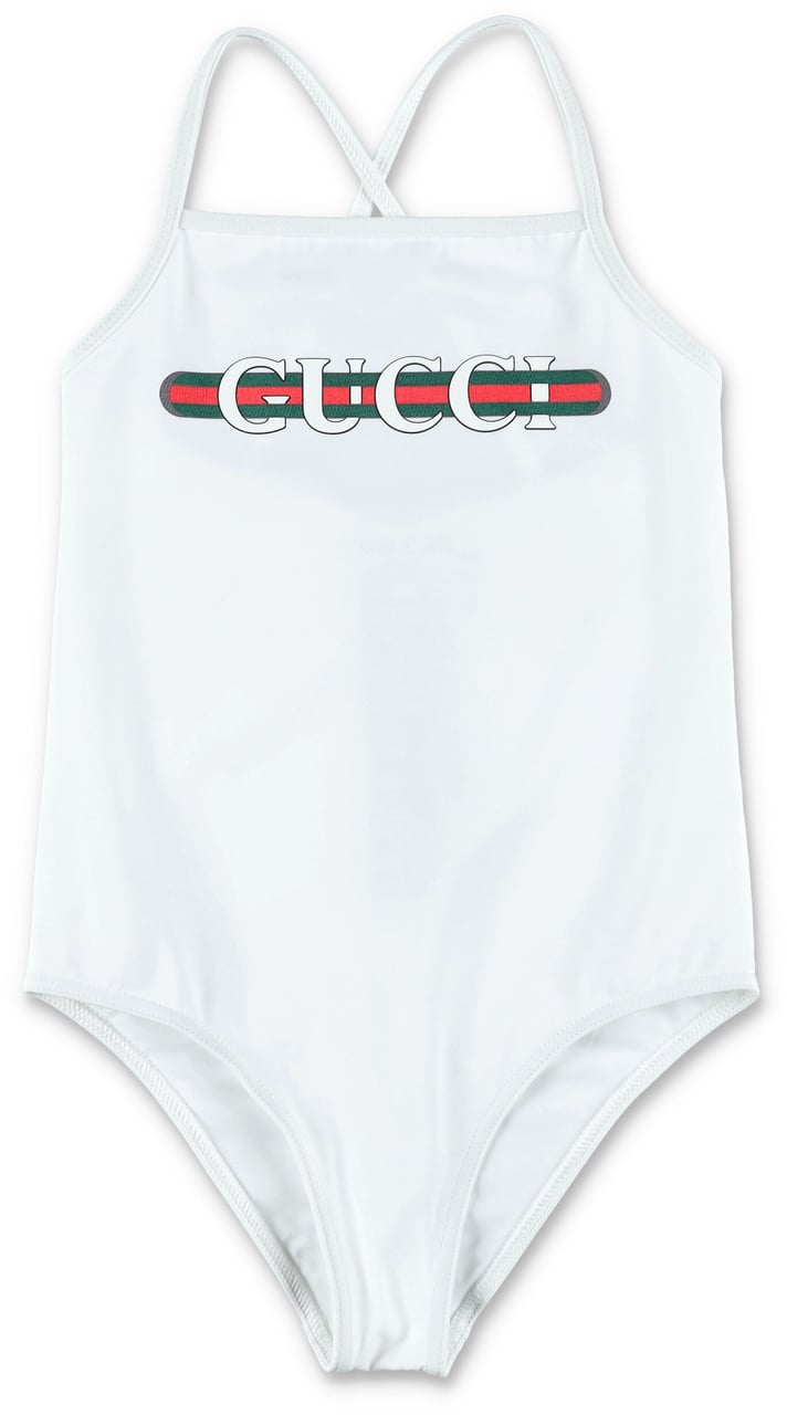 Gucci Kid - Printed lycra swimsuit Wit