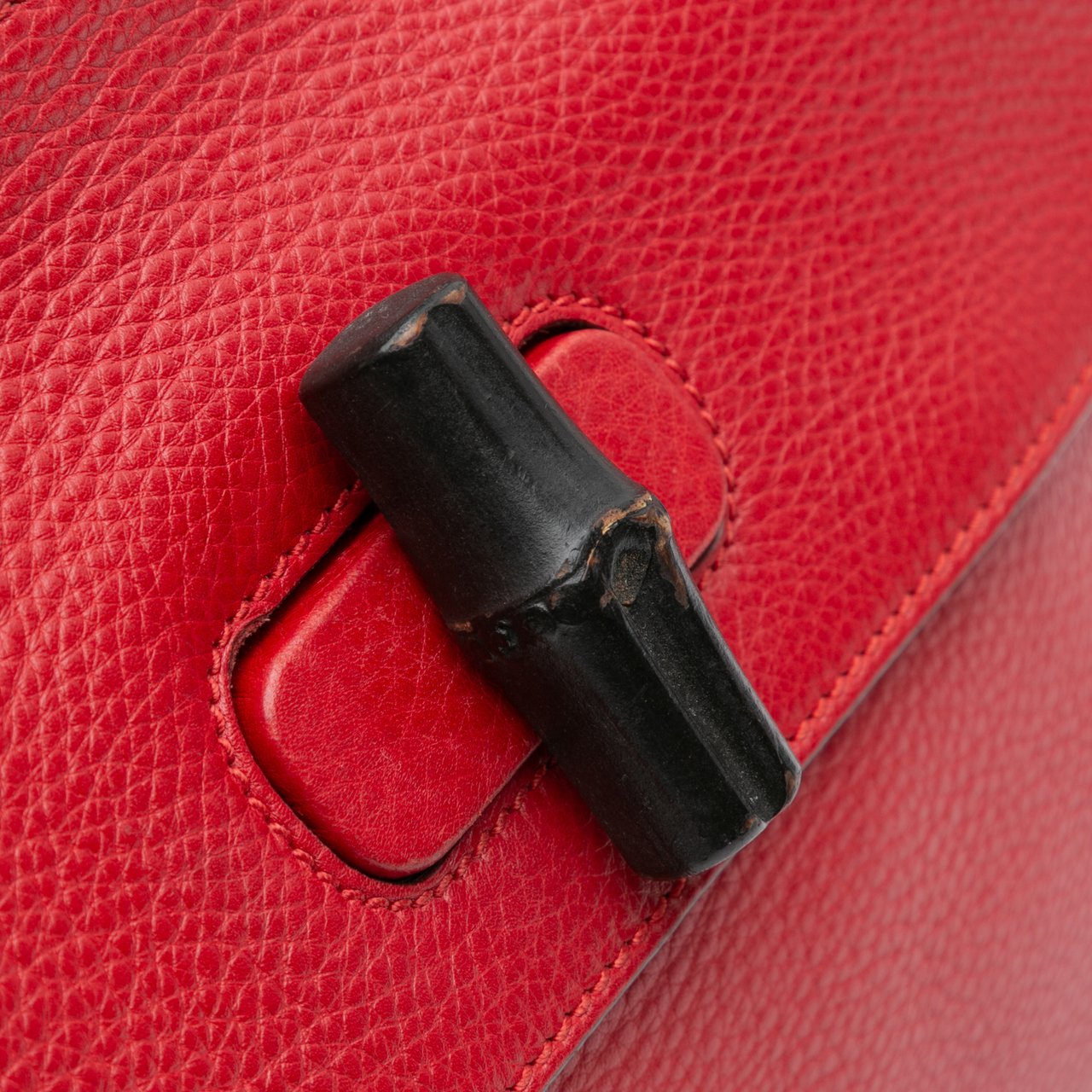 Gucci Small Leather Bamboo Daily Satchel Rood