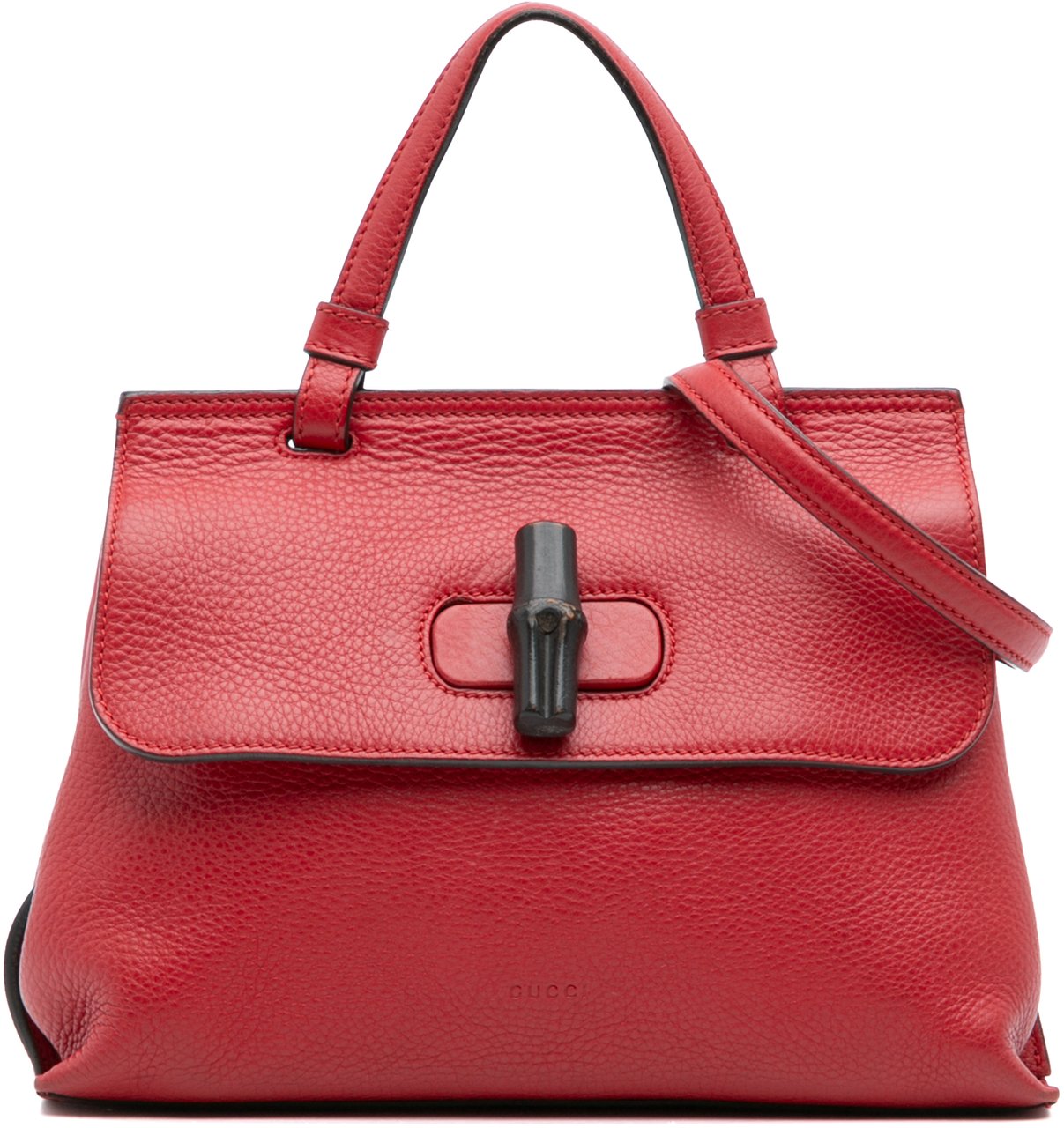 Gucci Small Leather Bamboo Daily Satchel Rood