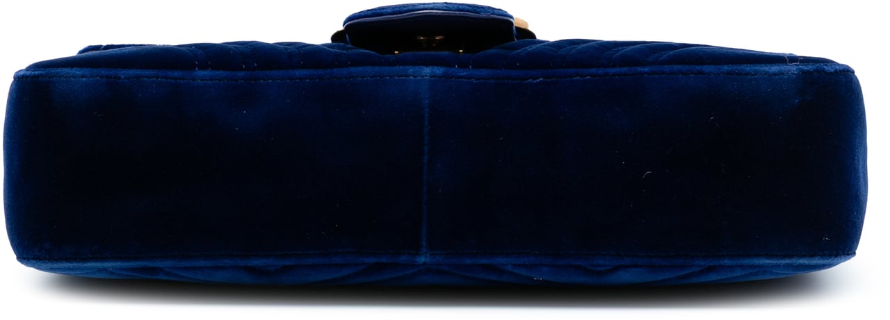 Gucci Large GG Marmont Matelasse Velvet Shoulder Bag Blauw