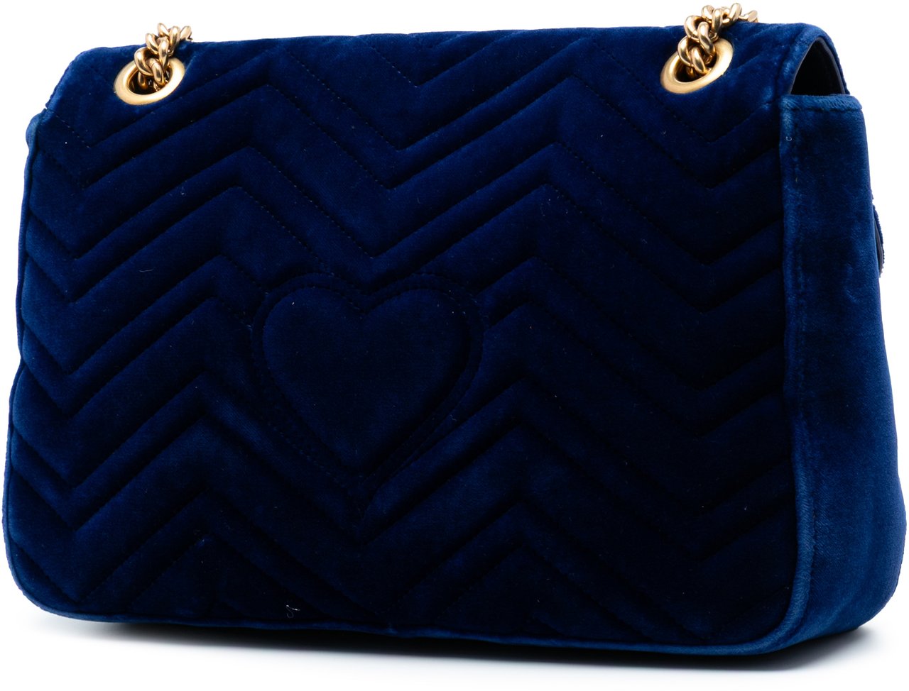 Gucci Large GG Marmont Matelasse Velvet Shoulder Bag Blauw