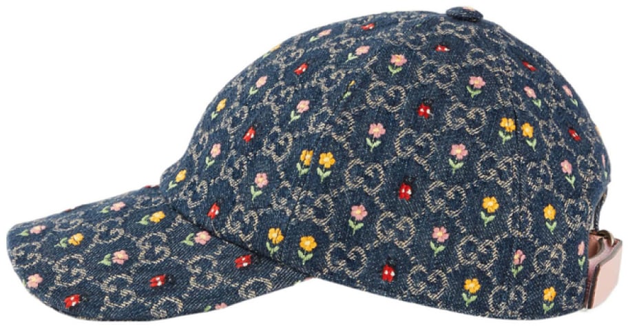 Gucci Embroidered Gg Denim Baseball Cap Blauw