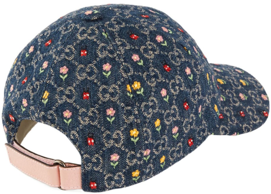 Gucci Embroidered Gg Denim Baseball Cap Blauw