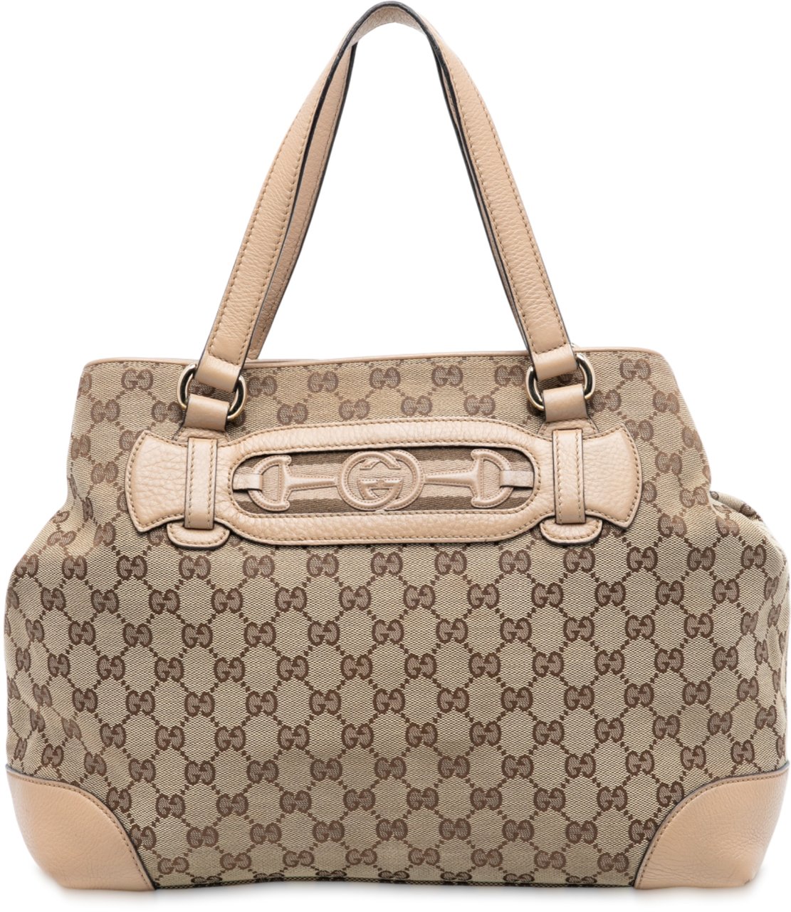 Gucci Medium GG Canvas Web Dressage Tote Bruin