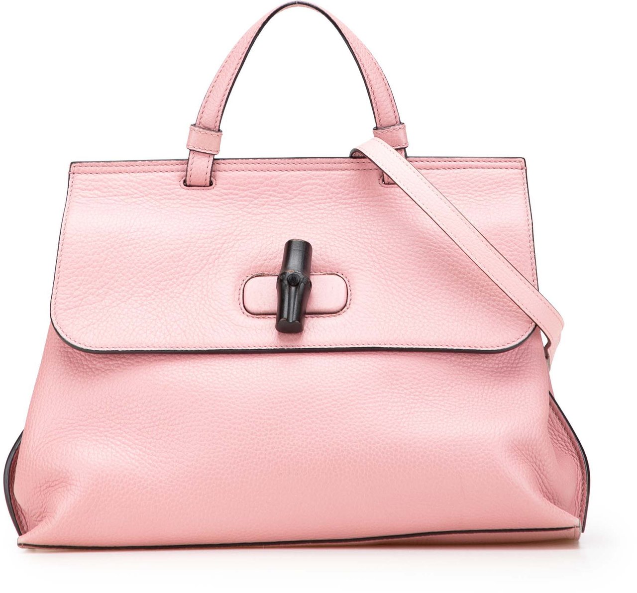 Gucci Medium Leather Bamboo Daily Satchel Roze