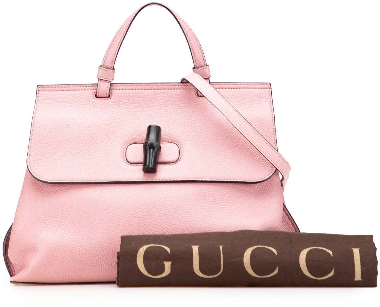 Gucci Medium Leather Bamboo Daily Satchel Roze