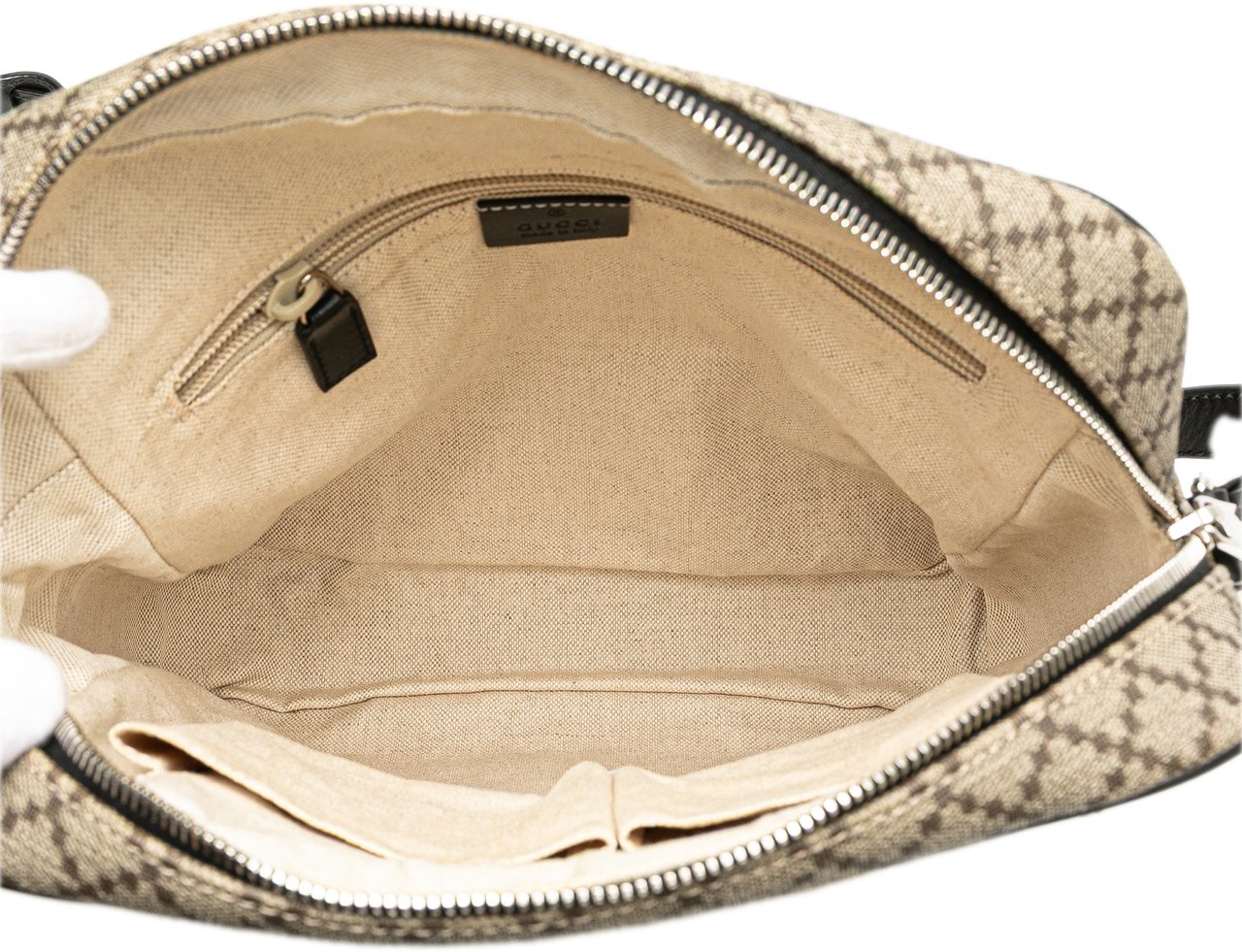 Gucci Diamante Coated Canvas Zip Crossbody Bruin