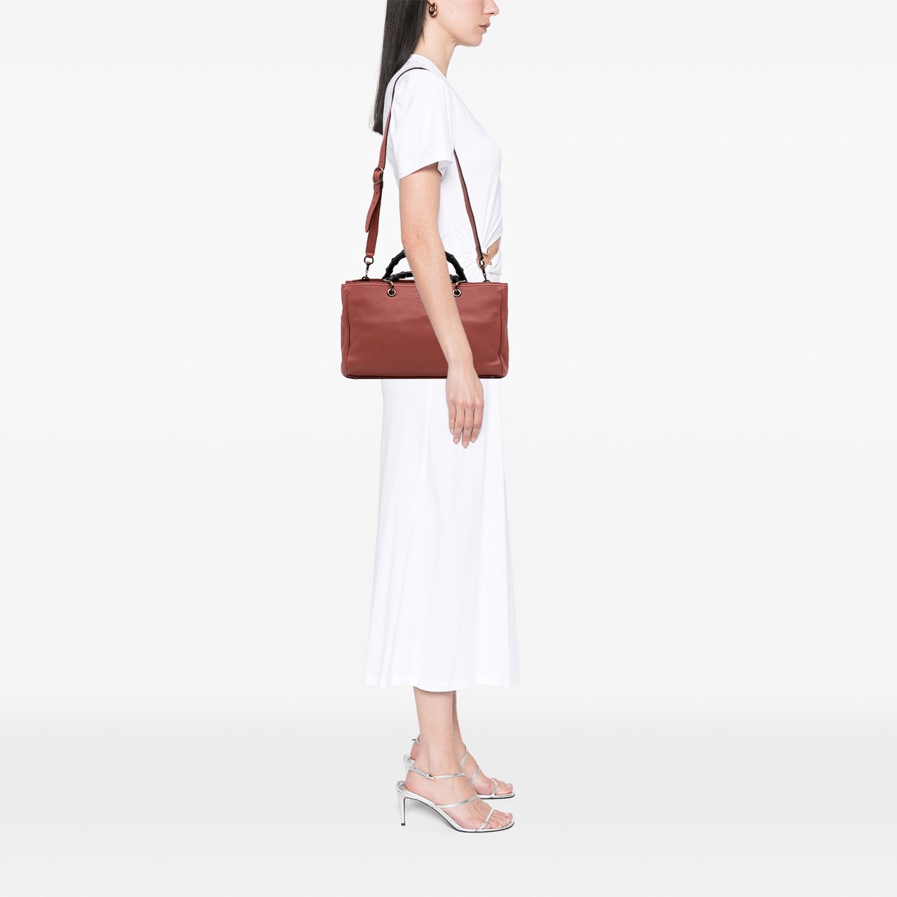 Gucci Medium Calfskin Bamboo Shopper Satchel Roze