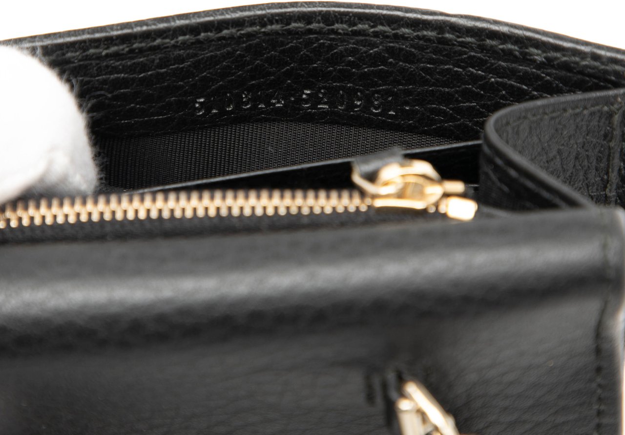 Gucci Leather Interlocking G Dollar Wallet on Chain Zwart