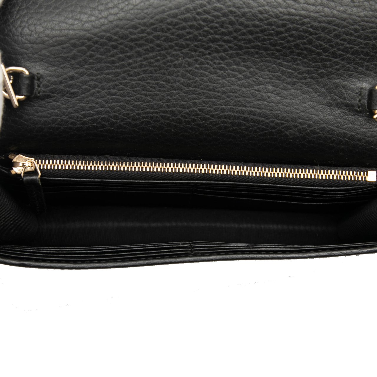 Gucci Leather Interlocking G Dollar Wallet on Chain Zwart