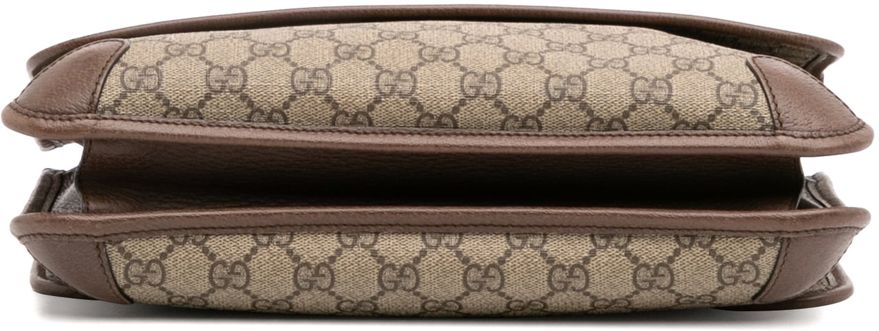 Gucci Medium GG Supreme Web Neo Vintage Double Flap Messenger Bag Bruin
