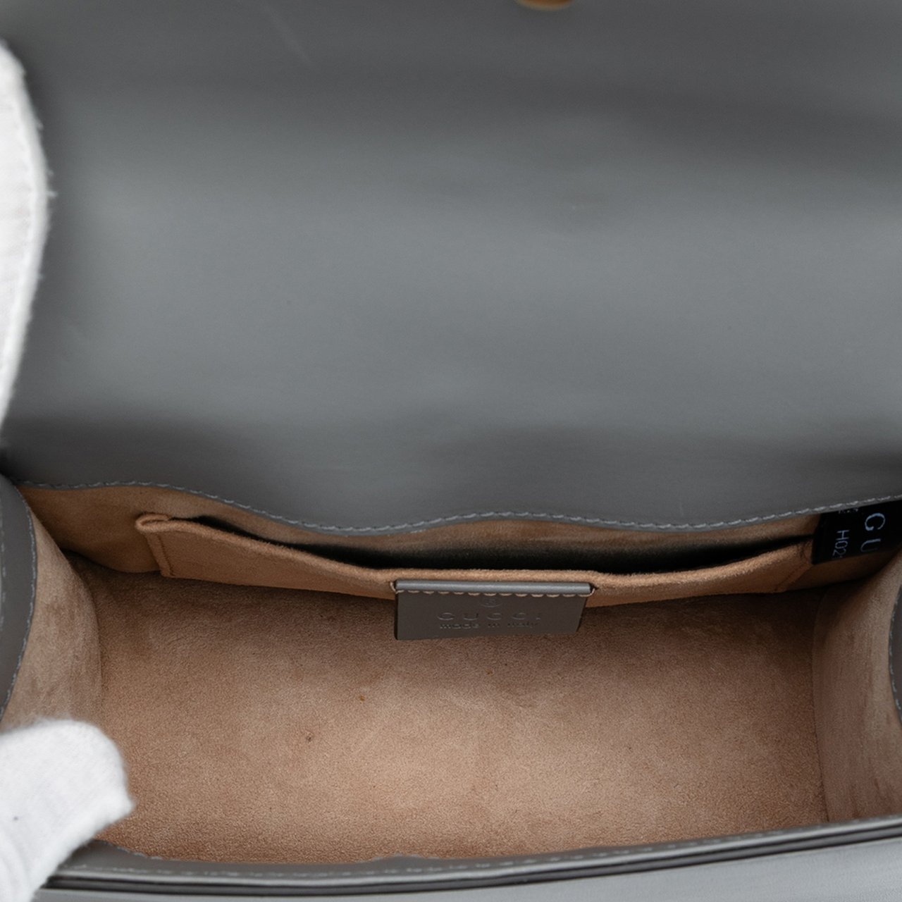 Gucci Mini Leather Web Sylvie Chain Crossbody Grijs