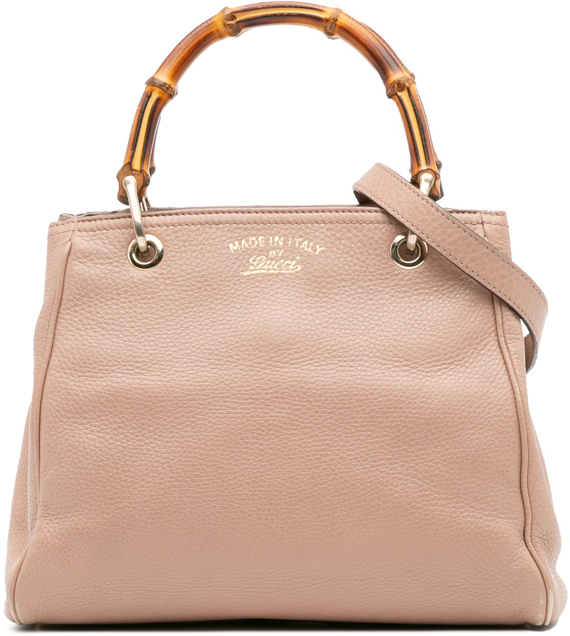 Gucci Small Calfskin Bamboo Shopper Satchel Roze