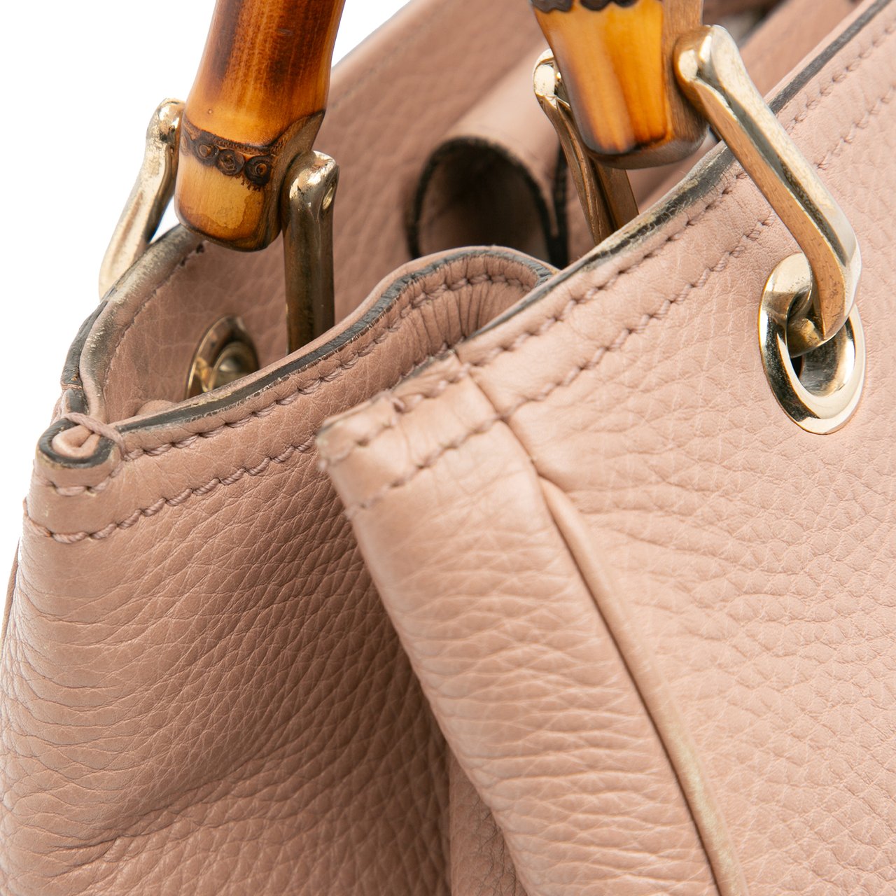 Gucci Small Calfskin Bamboo Shopper Satchel Roze