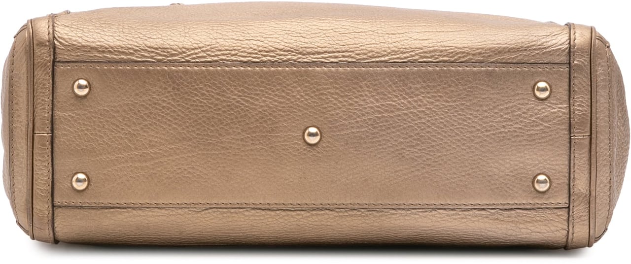 Gucci Metallic Grained Leather Bella Tote Goud
