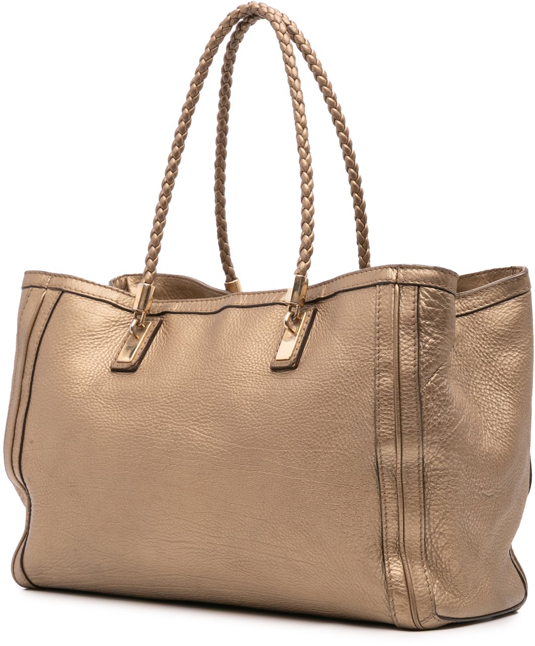 Gucci Metallic Grained Leather Bella Tote Goud