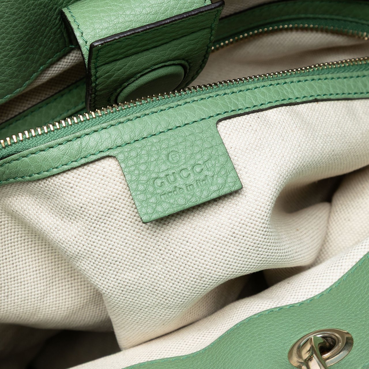 Gucci Tall Leather Bamboo Shopper Tote Groen