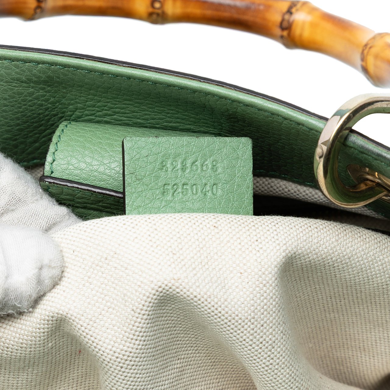 Gucci Tall Leather Bamboo Shopper Tote Groen