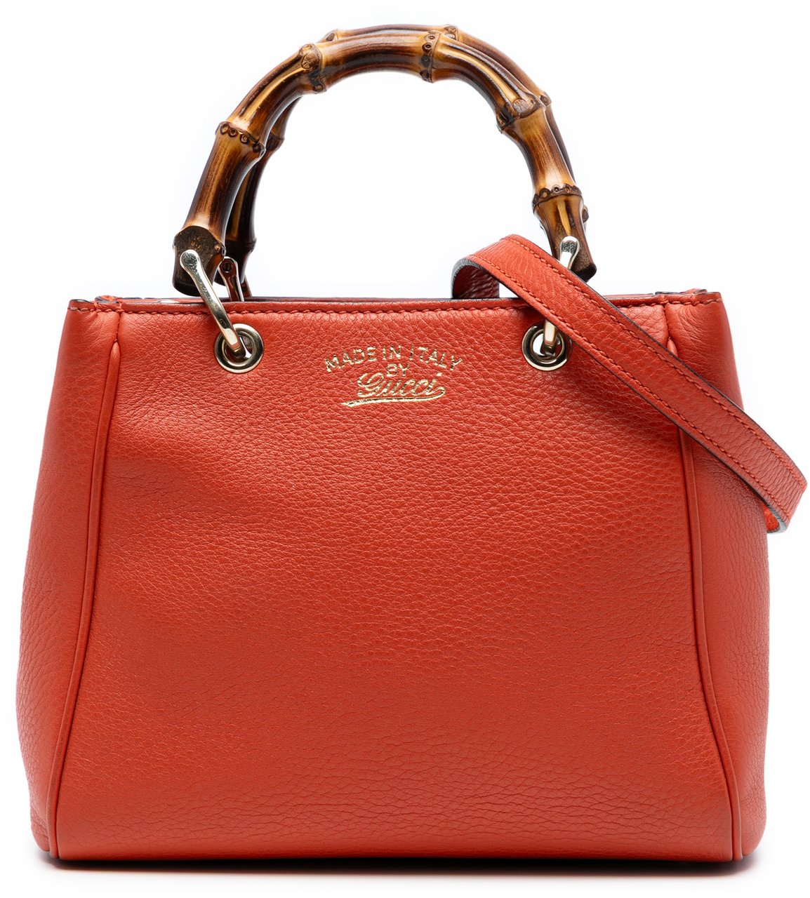 Gucci Mini Calfskin Bamboo Shopper Satchel Oranje
