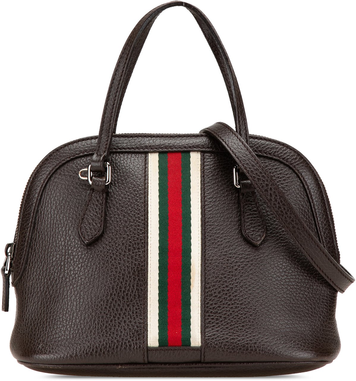Gucci Mini Leather Web Dome Satchel Bruin