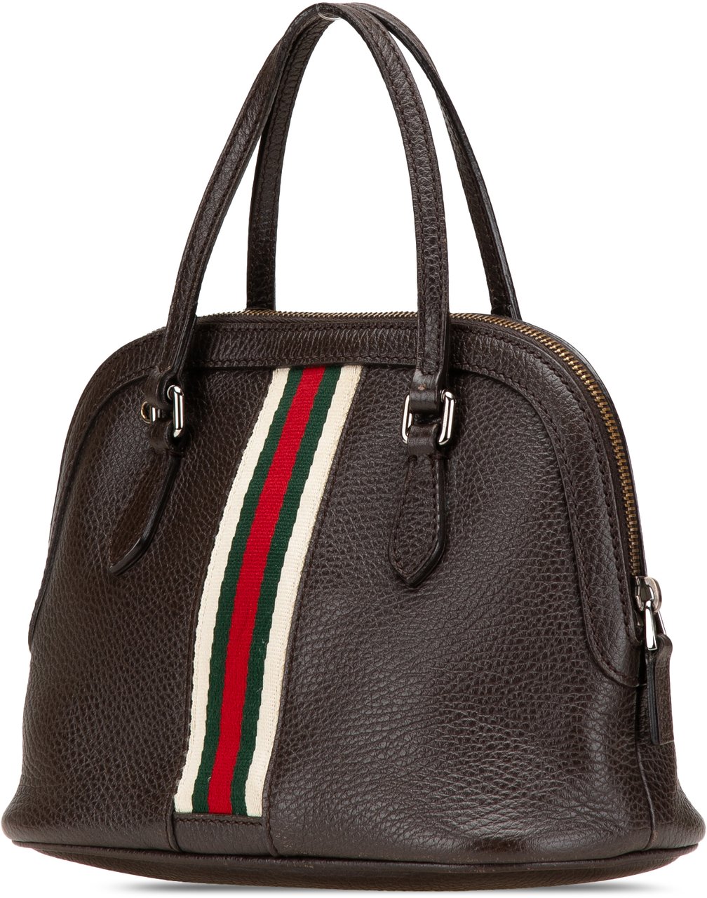 Gucci Mini Leather Web Dome Satchel Bruin
