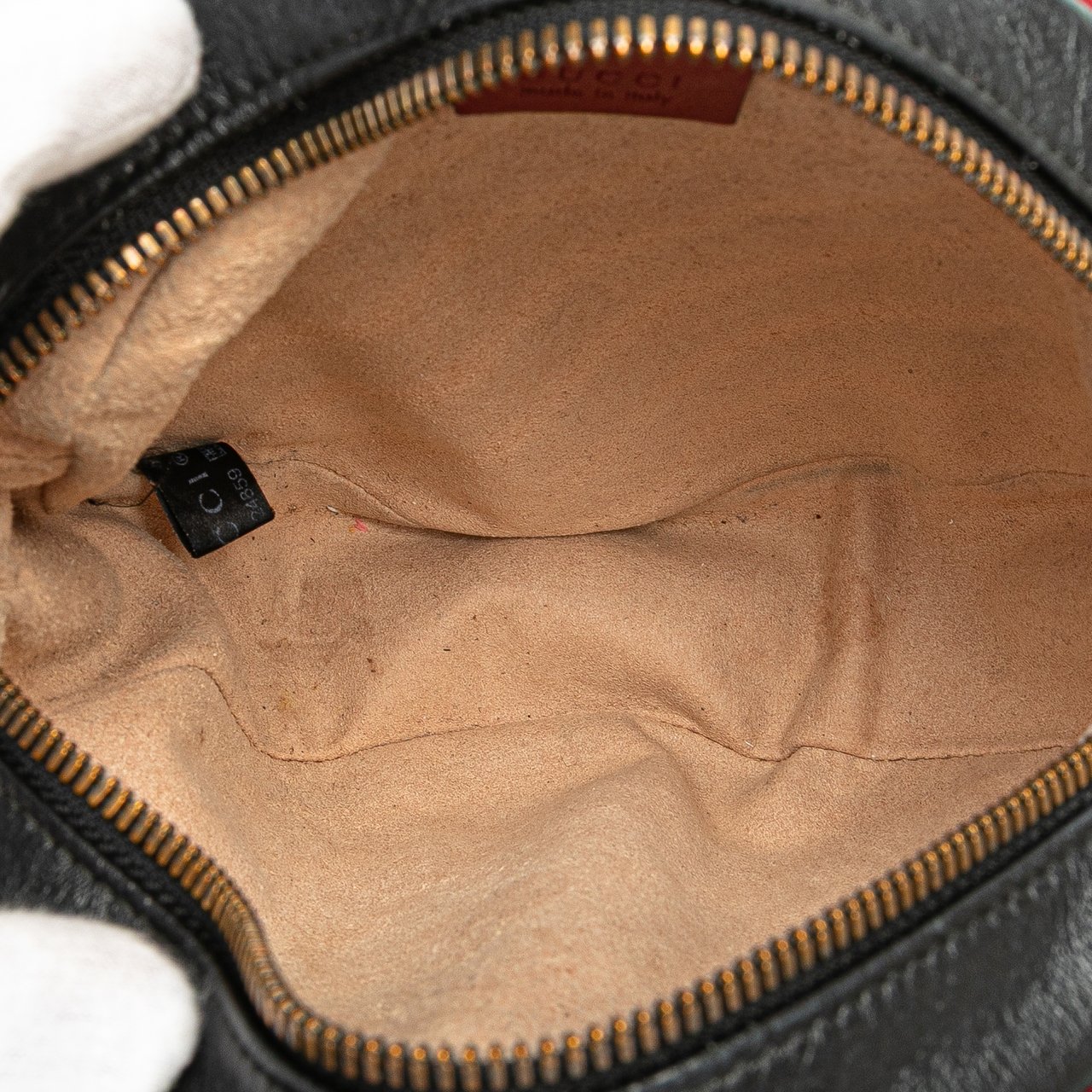 Gucci Mini GG Marmont Matelasse Leather Torchon Round Crossbody Zwart