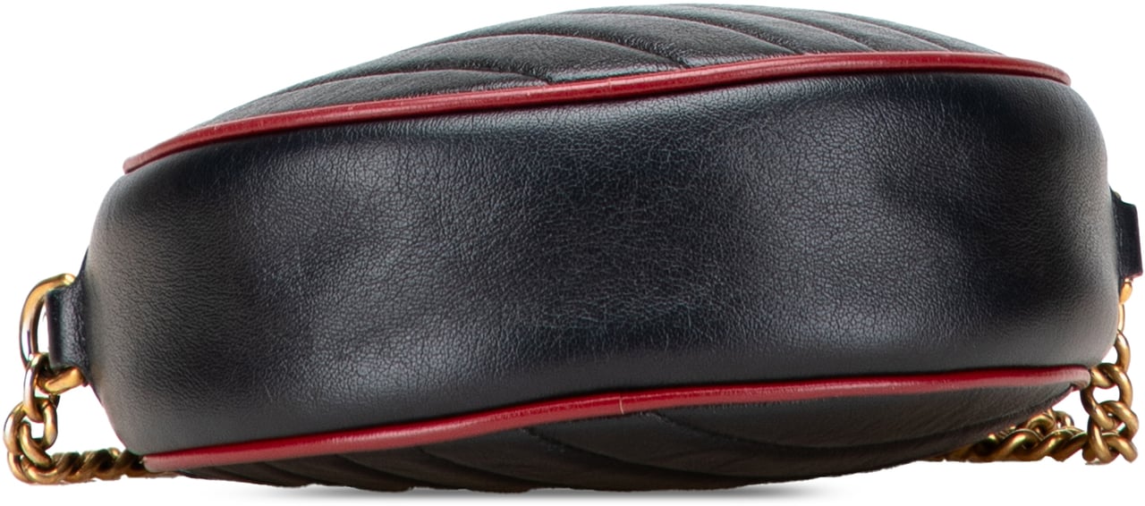 Gucci Mini GG Marmont Matelasse Leather Torchon Round Crossbody Zwart