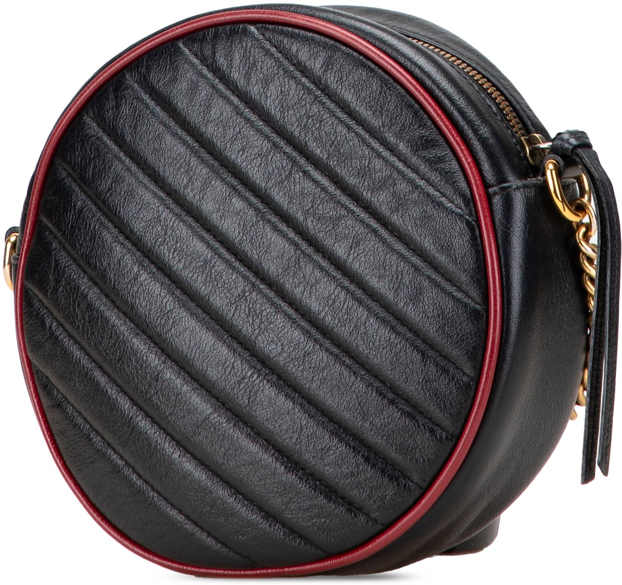 Gucci Mini GG Marmont Matelasse Leather Torchon Round Crossbody Zwart